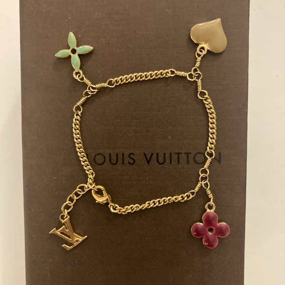 LOUIS VUITTON Bracelet Bangle AUTH LV Brasserie Blooming Bracelet Gold  Flower